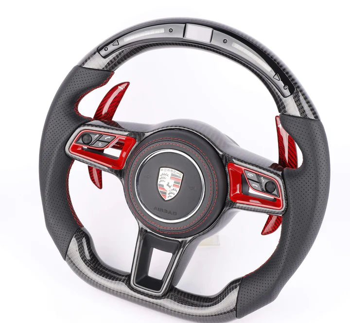 2017+ Porsche Macan Custom Carbon Fiber Steering Wheel - Los Santos Customs