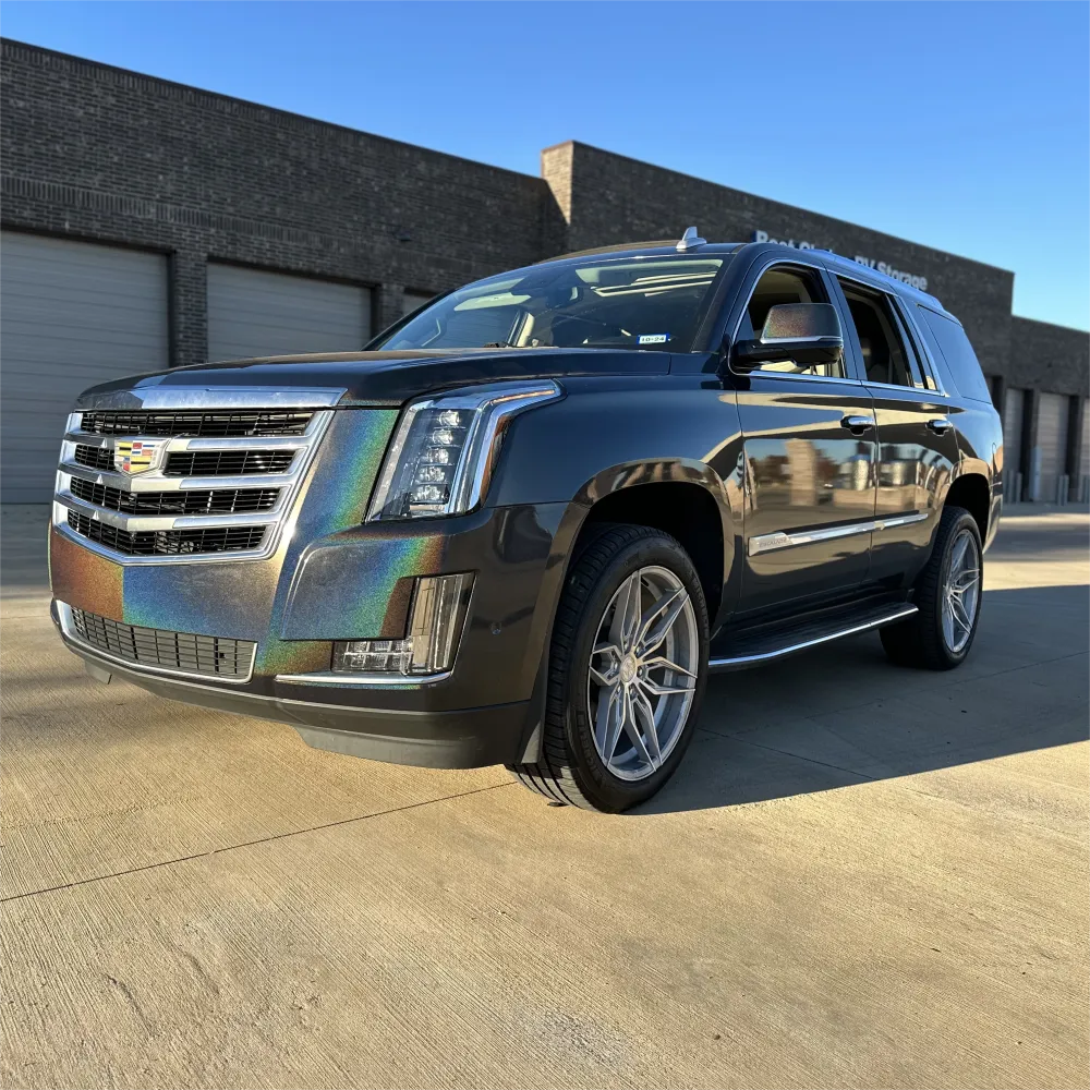 Matte Metallic Rainbow Laser Black Car Vinyl Wrap - Los Santos Customs