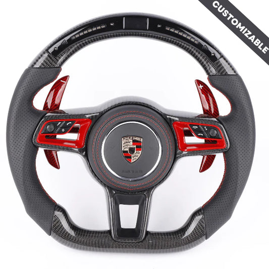 2017+ Porsche Macan Custom Carbon Fiber Steering Wheel - Los Santos Customs