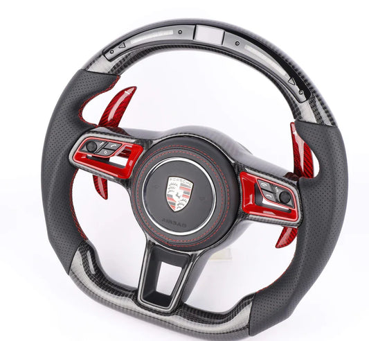 2017+ Porsche Macan Custom Carbon Fiber Steering Wheel - Los Santos Customs